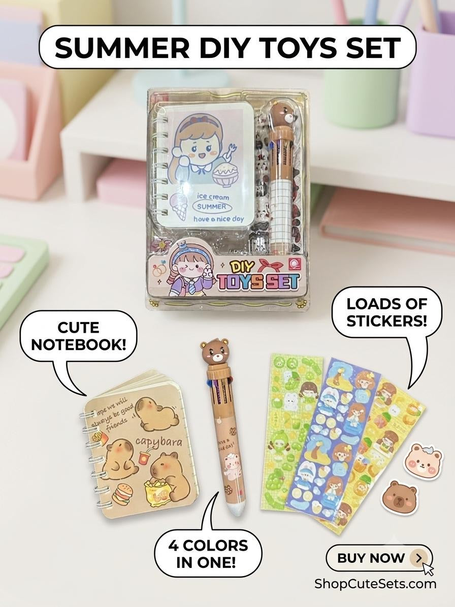 Mini Notebook with stickers & pen