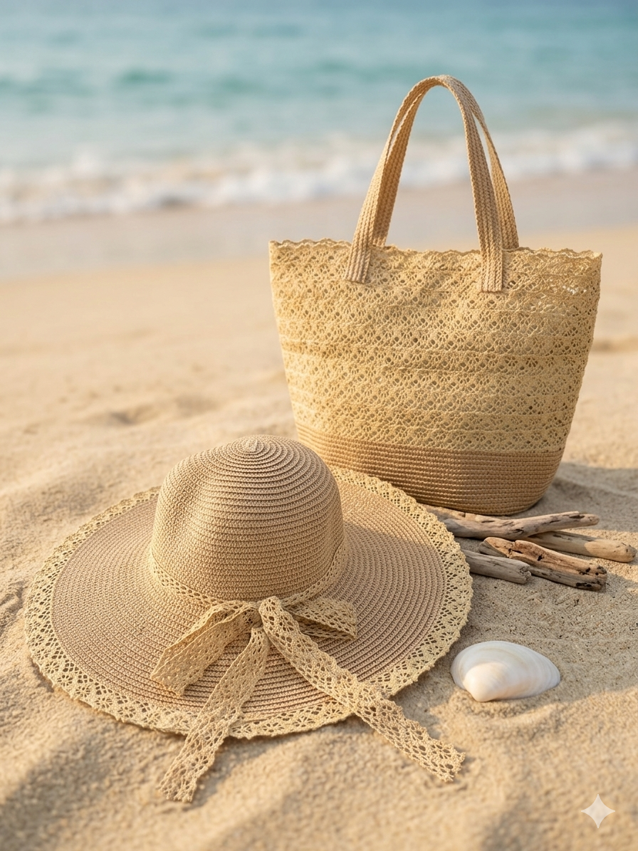 Straw hat & bag