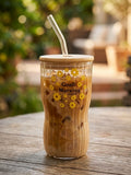 Cup with glass straw
