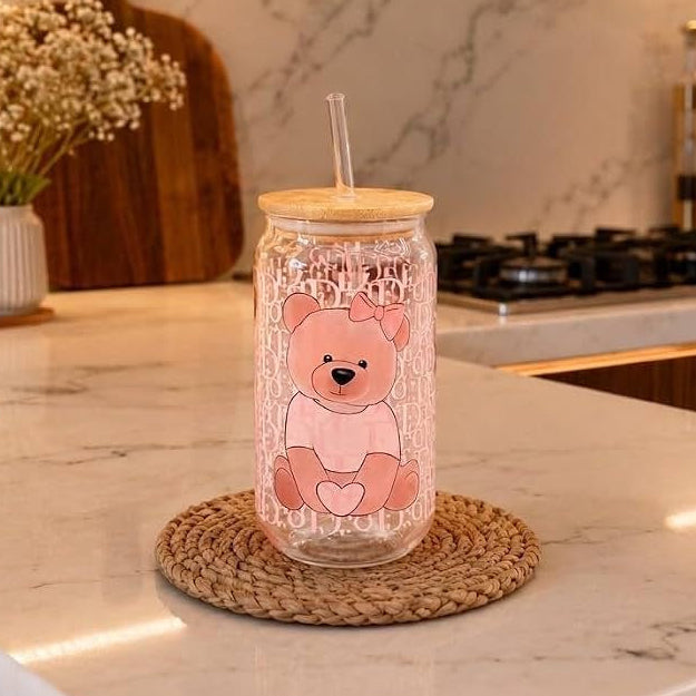 Cup with glass straw