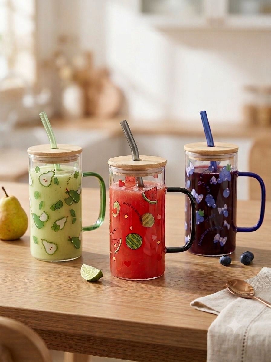 Cup with glass straw