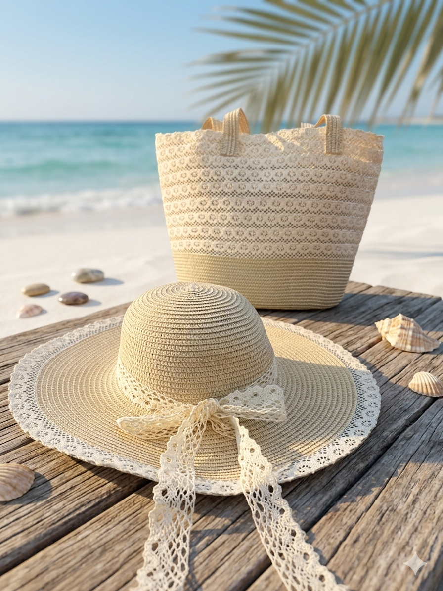 Straw hat & bag