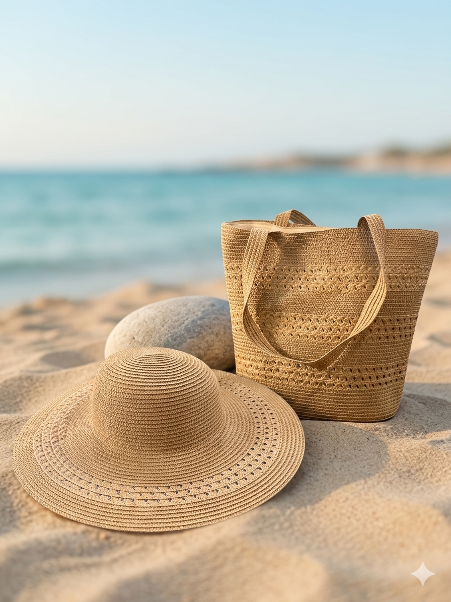 Straw hat & bag
