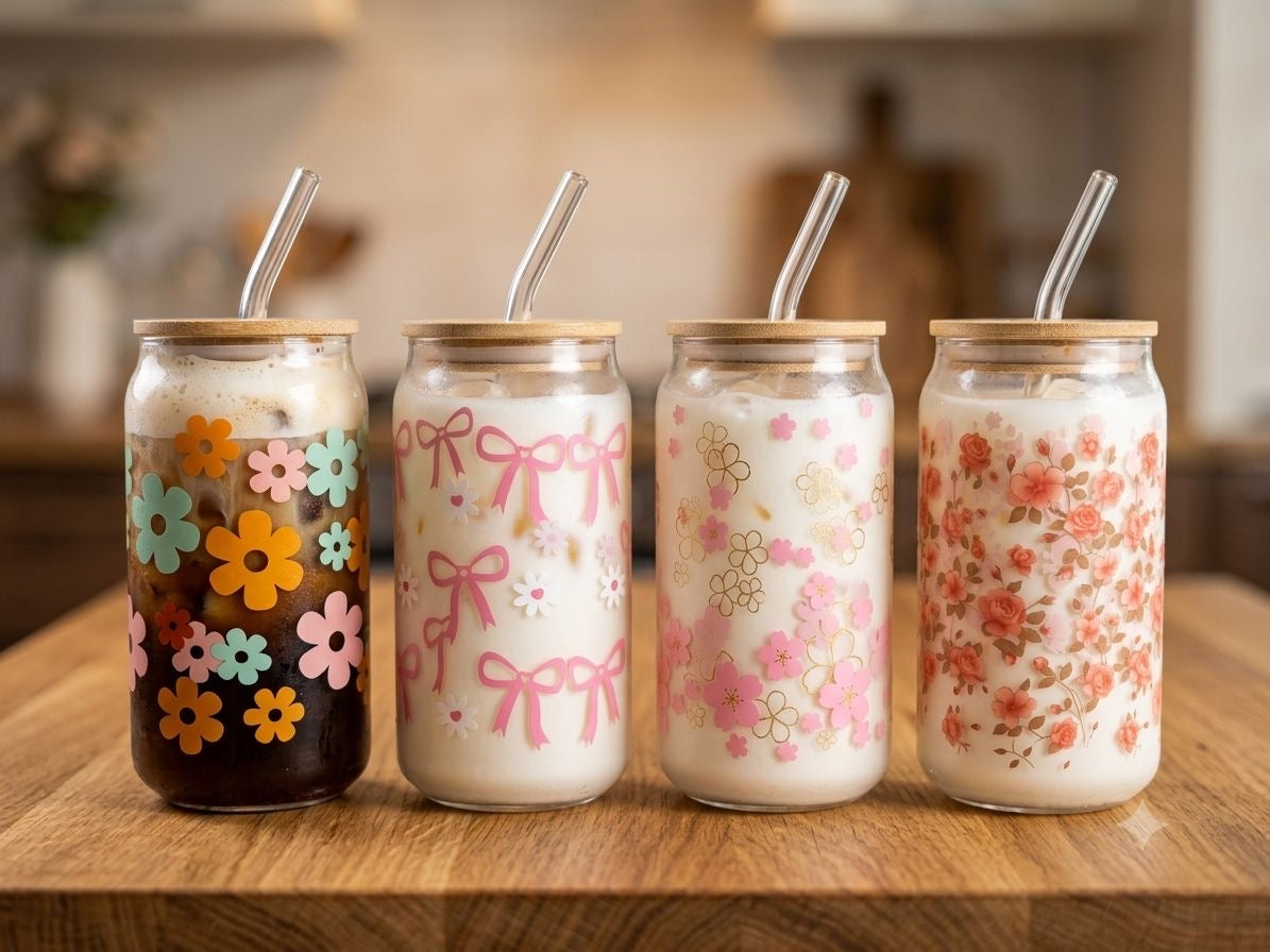 Cup with glass straw