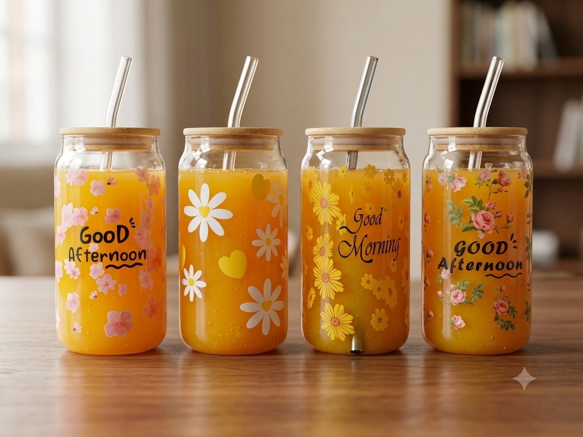 Cup with glass straw
