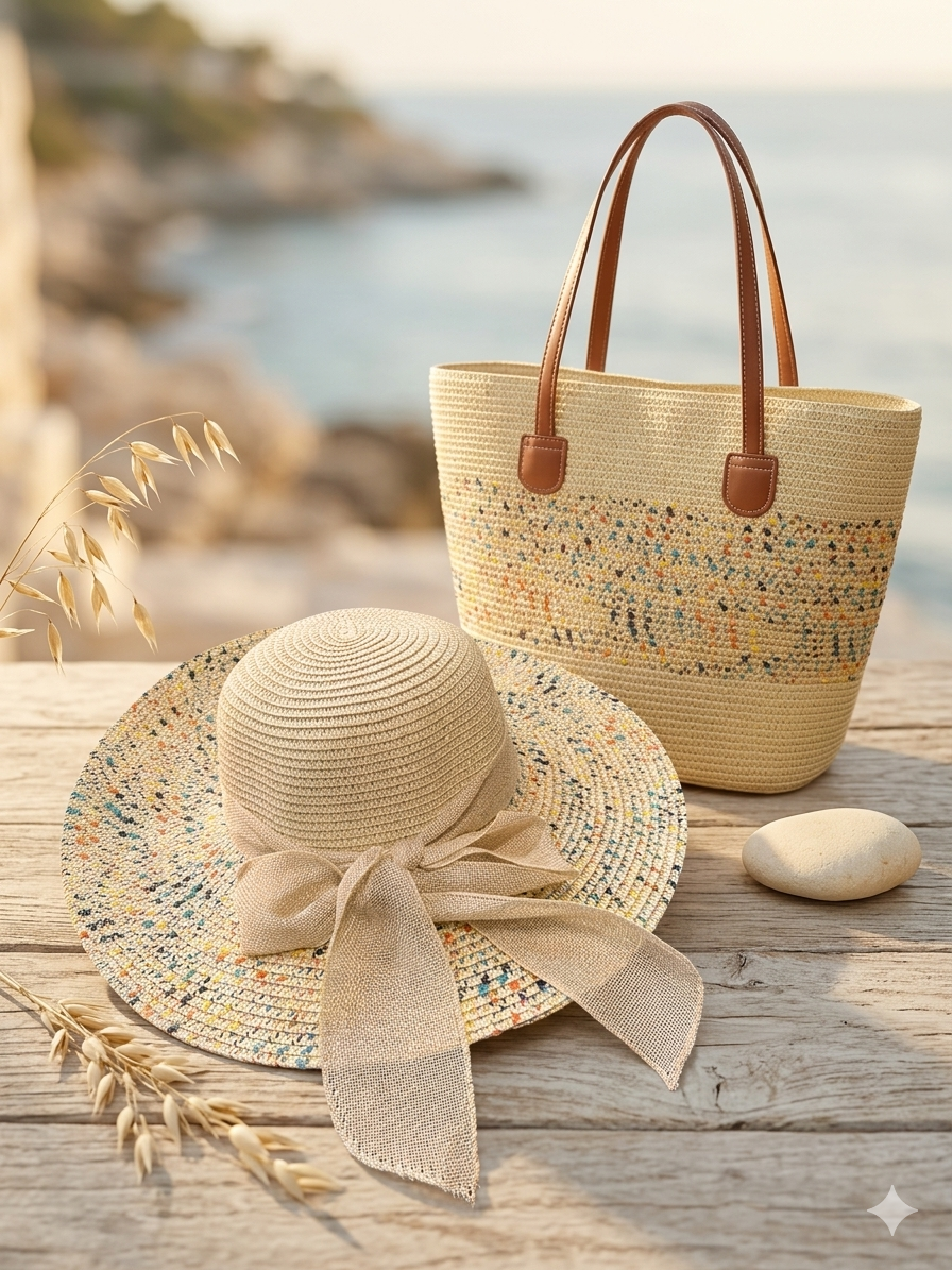 Straw hat & bag