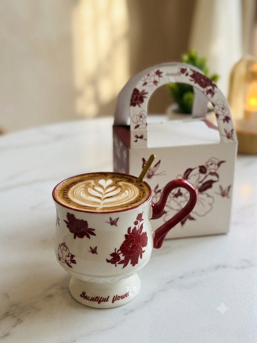 Mug with spoon and gift box